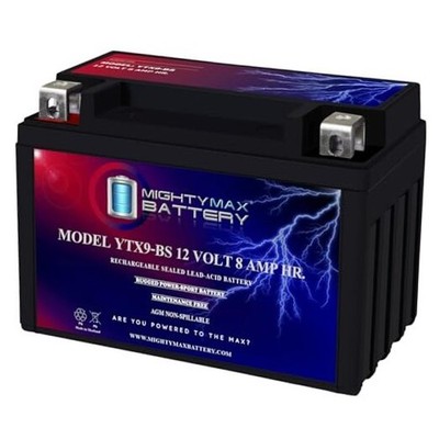 Mighty Max Battery YTX9-BS -12 Volt 8 AH, 135 CCA, Rechargeable 1 Pack