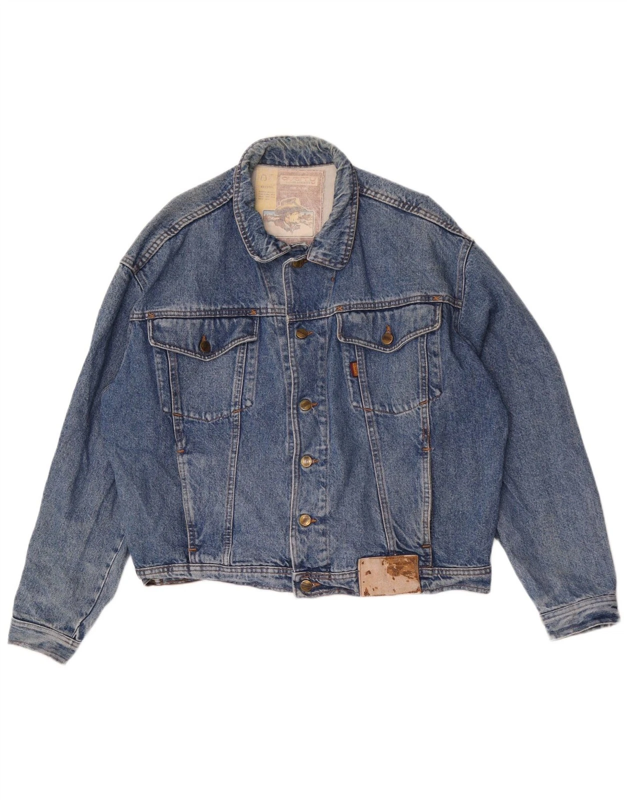 Quarry Mens Batwing Denim Jacket UK 40 Large Blue BB15