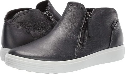 ECCO Soft 7 Women's Black Nubuck Zip Bootie Dark Shadow Metallic 40 9-9.5 New