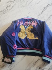 Def Leppard Bomber Jacket Girls Size 7/8 Brand Navy Color New With Tags