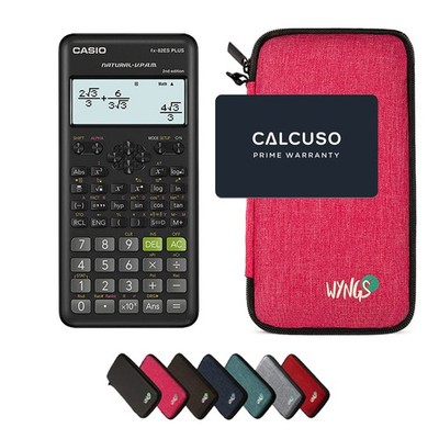 Casio fx-82ES Plus 2nd edition Taschenrechner + Schutztasche Pink