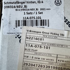 VW ID.4 ID.5 Rear Mudflaps Set Pure Pro Models GENUINE ACCESSORY 11A075101