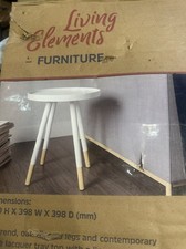 Home Source Round Coffee etc l Table, Lipped Edge, Solid Pine Legs, White