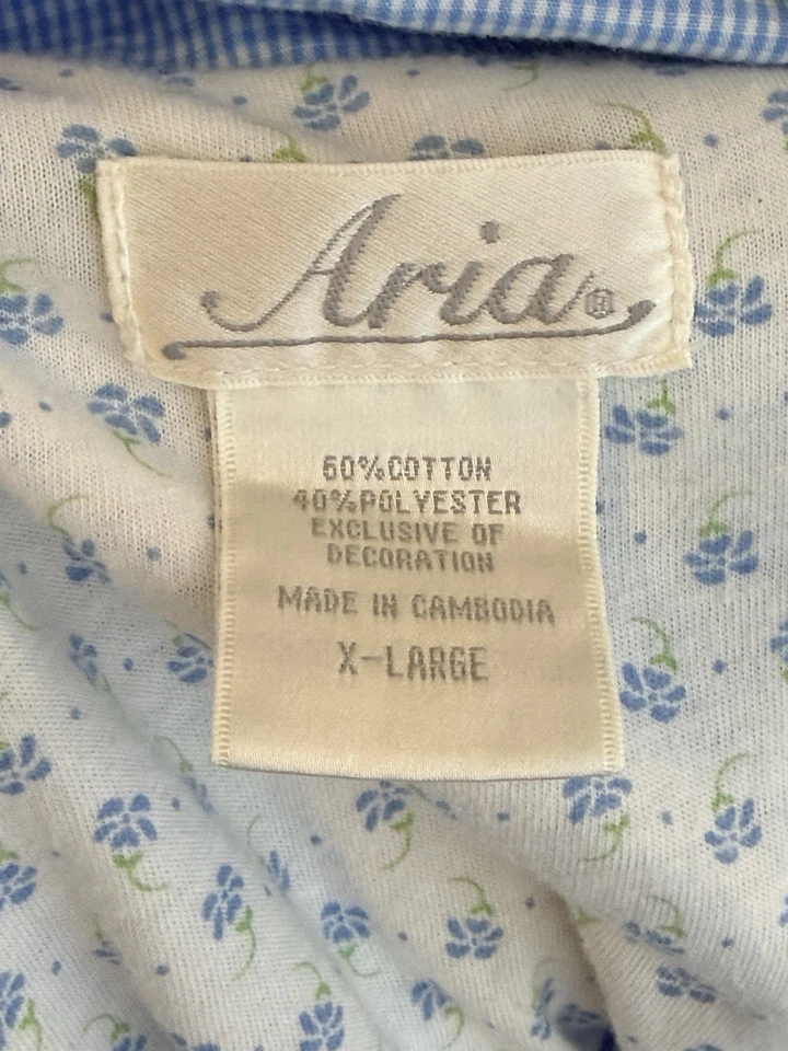 VTG Aria Cotton Knit 2 Piece blue capri Pajamas Size XL pjs set cotton blend - Image 2 of 4