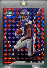 JUSTIN JEFFERSON ROOKIE RARE MOSAIC REFRACTOR PRIZM SPORTS CARD VIKING MINT. rookie card picture