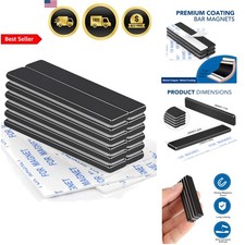 Neodymium Magnets Bar Black 12 Pack Strong Waterproof Heavy Duty Magnetic Strips