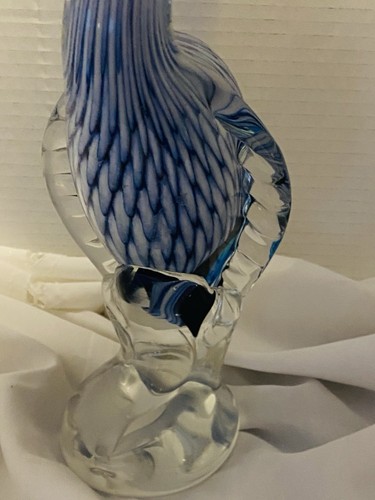 Murano Art Glass Blue Heron Exotic Bird Beautifully Hand Blown Sticker Signed - Picture 7 of 21
