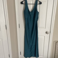 Joie Slip Maxi Dress Women Large Kelly Green Satin Gown Babydoll  Flowy