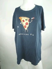 Life is Good Women S/S Crusher Tee American Pizza Pie Blue X-Large 108986