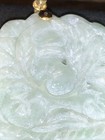 CHINESE GREEN AUTHENTIC JADE CARVED FLOWER Basket MEDALLION PENDANT — photo 6