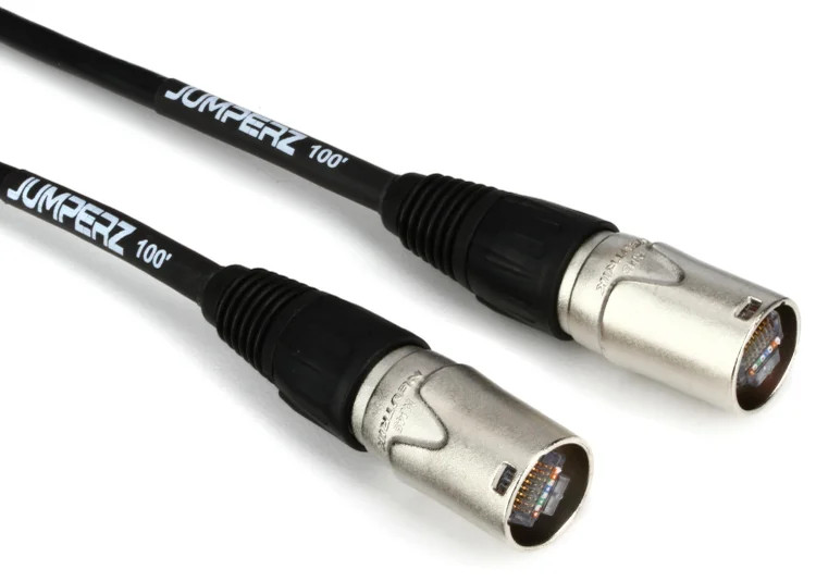 JUMPERZ Blue Line Shielded Cat 5e Cable with etherCON Connectors - 100 foot