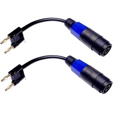 CNCESS CESS-096 Dual Banana Plug to Female Speakon Connector, 2 Black  Blue