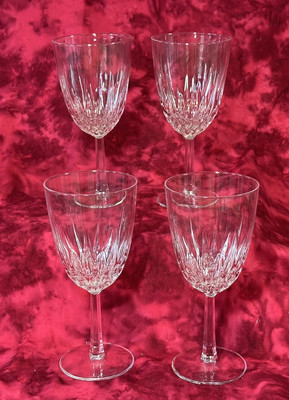 Cristal D Arques Diamant Tall Crystal Water Goblet Blown Glass  7 1/8  Set Of 4