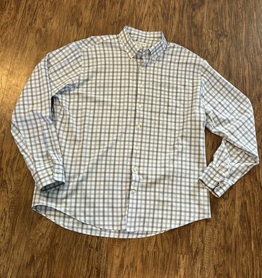PETER MILLAR Summer Comfort Button Down Shirt Men s XL Blue Plaid  Longsleeve