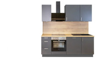 Kitchenette prémontée 210 cm GEBA - anthracite - sans appareils électriques a...