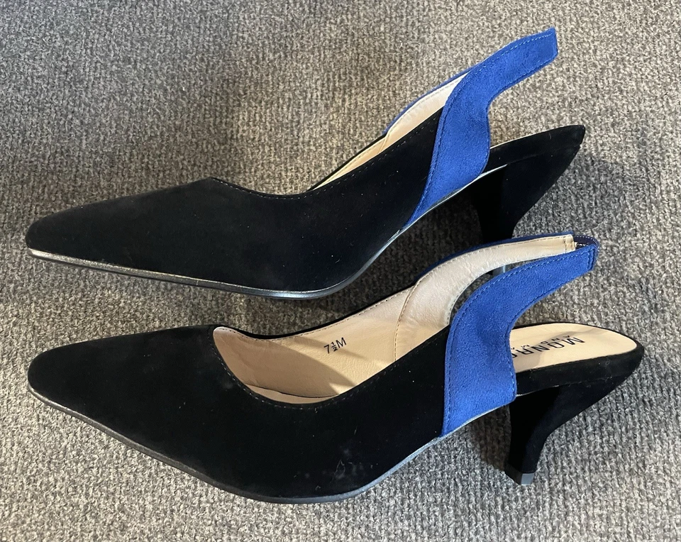 Zapatos para mujer Monroe And Main dos tonos con cordones 7 1/2M cobalto/negro Foto 4 de 4