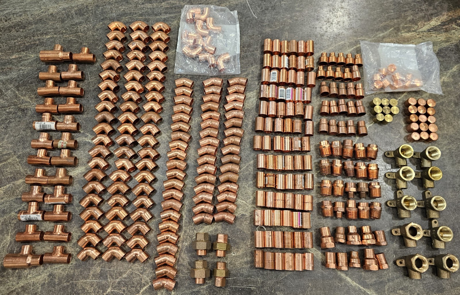(LOT OF 340) 1/2" Copper Sweat Solder ~ Tees, Couplings, Elbows, Street, etc.