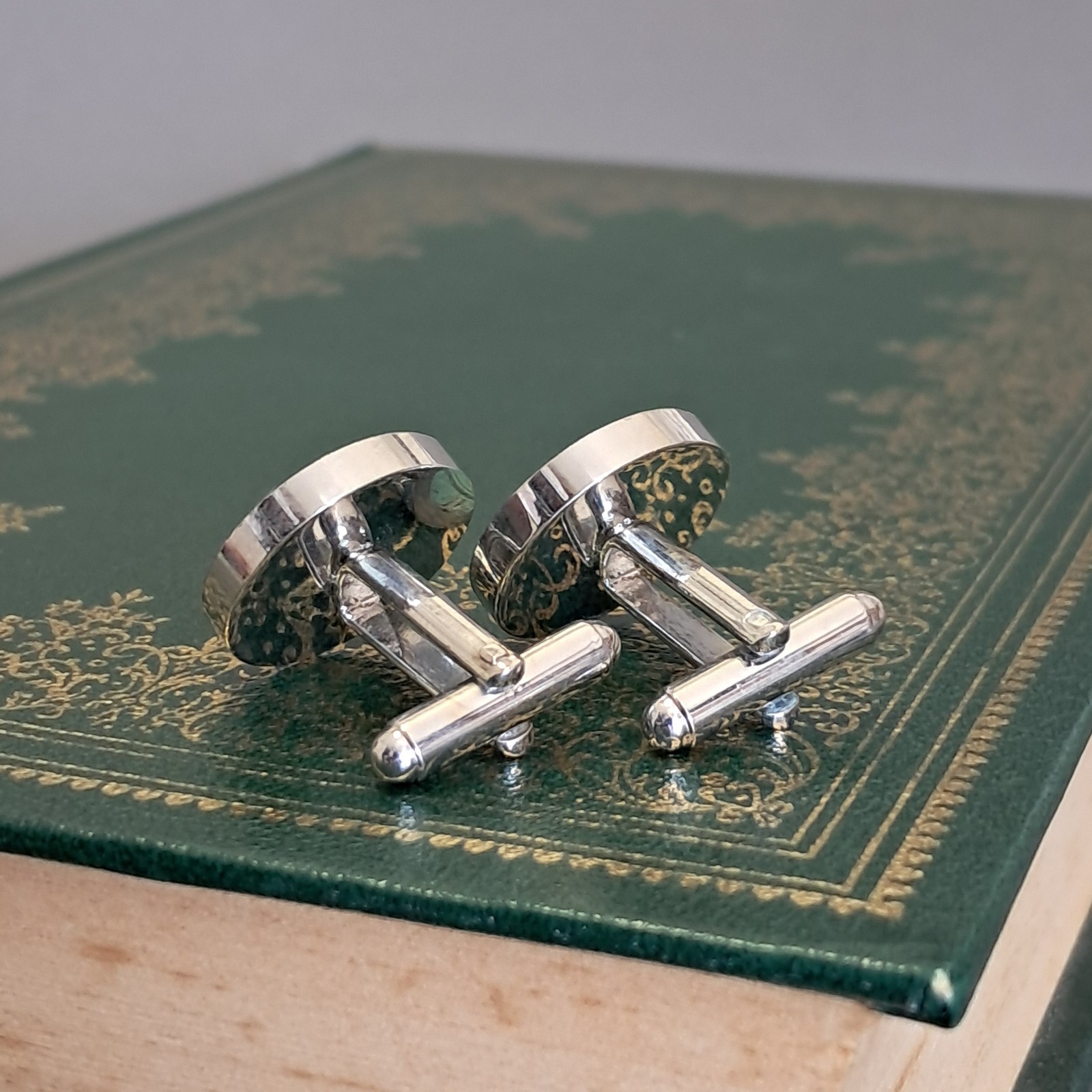 Clock face Round design Cufflink, Silver metal LL… - image 2