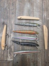 Vintage Wooden Homemade Fishing Lures Lot Of 7 Crankbait