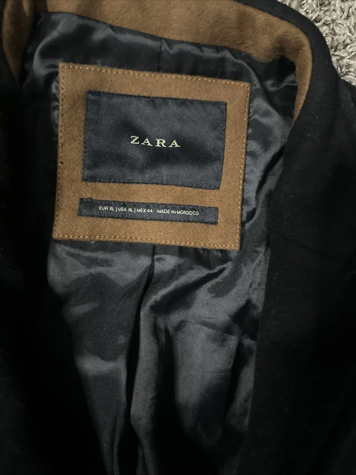 Abrigo de lana para hombre ZARA MAN en negro talla XL Foto 3 de 4