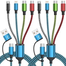 4 in 2 Multi Charging Cable, USBA/C Universal Charging Cords 2 Pack 5FT