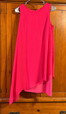 Vince Camuto Salmon Color Asymmetric Sheath Sheer Overlay Dress Women's Size 8