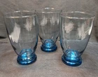 3 Anchor Hocking Vintage Blue Footed Tumblers 6" Iced Tea, Water Glasses