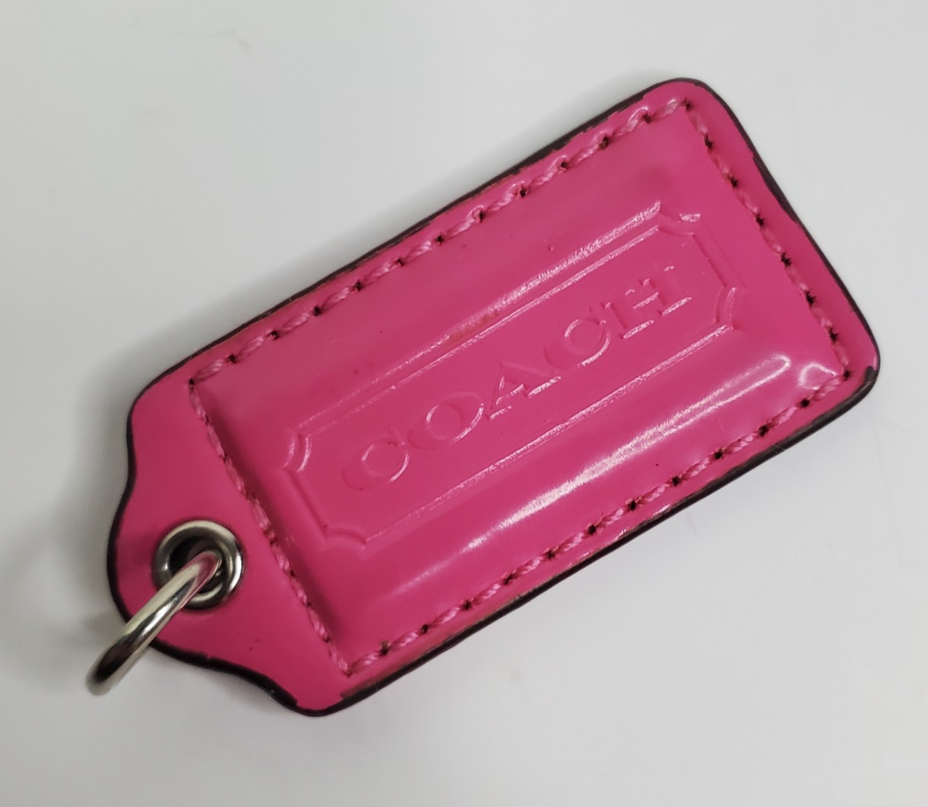 COACH Pink Patent Leather Bag Charm Keychain Hang Tag 2 Inch Accessory