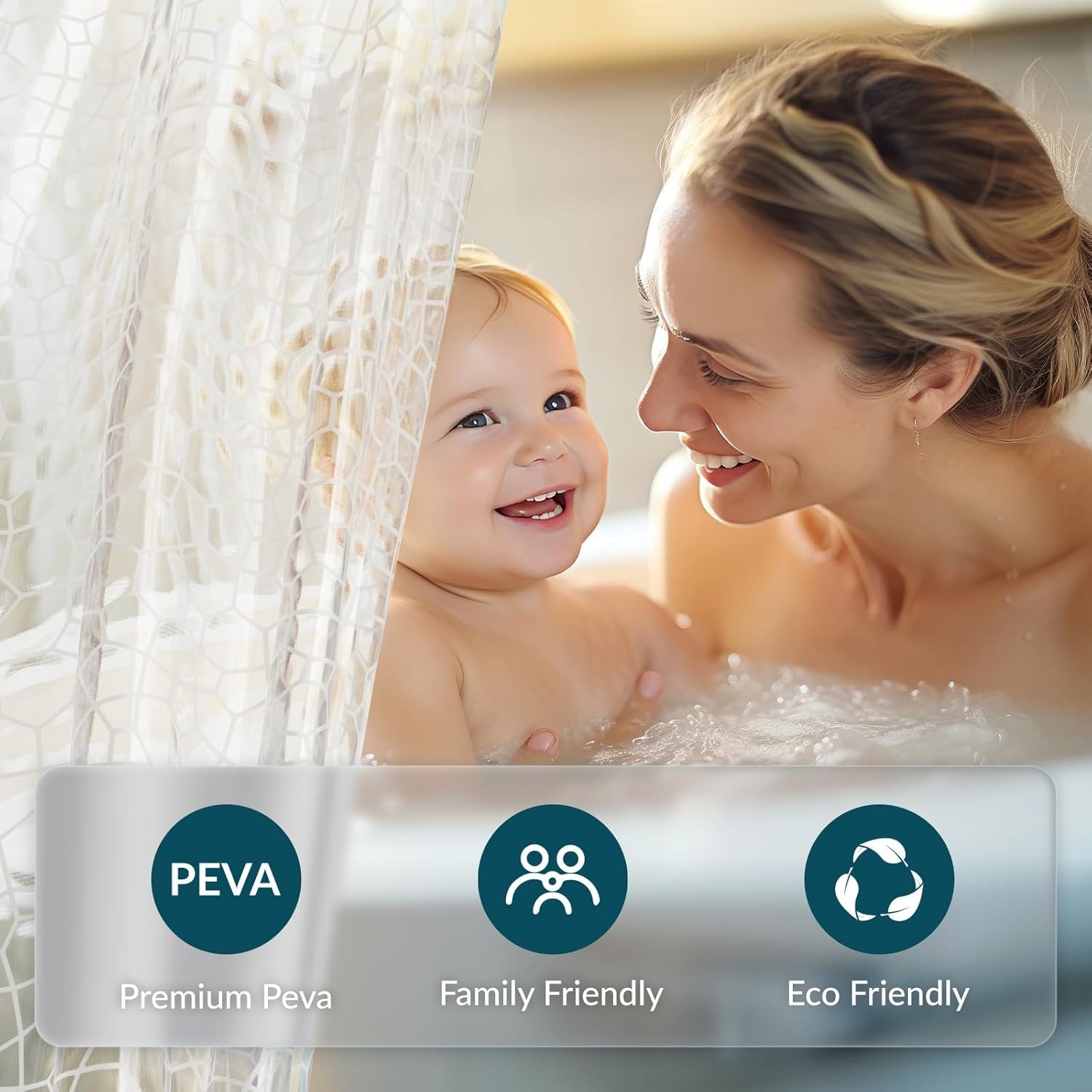 Titanker Clear Shower Curtain Liner with Water Cube, Medium Weight Plastic Showe