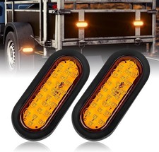 6 Inch Oval Amber Trailer Tail Lights 24 LEDs 2PCS, Super Bright 6" LED Parking