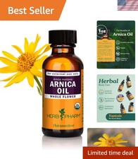 Certified Organic Arnica Oil, Unscented  Pure - 1 Fl Oz for Natural Pain Relief