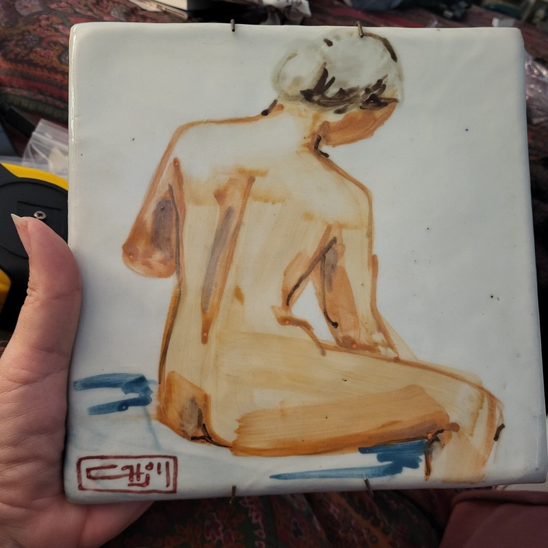 Scargo Pottery Harry Holl Sarah Holl Nude Cape Cod Vintage Tile Mid Century MCM