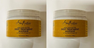 2X Shea Feuchtigkeit rohe Sheabutter Tiefenbehandlung Maske Seetang & Arganöl 12oz