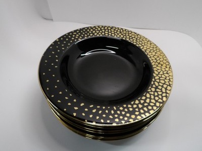 Sango Larry Laslo Collection 7 Rimmed Soup Bowls Gold Dust 1052 Japan 9''