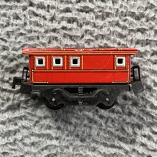 VINTAGE TIN TOY TRAIN CAR RED MADE IN JAPAN 60s PASSENGER COACH