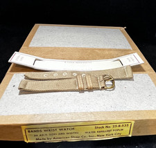 SURPLUS never ISSUED WW2 US Military TAN Wristwatch XL Band 16mm 5/8" Gold B1HG