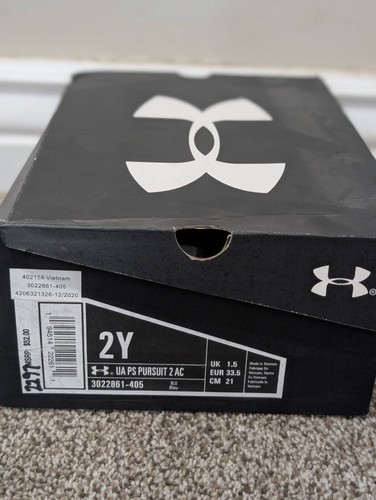 Size 2Y Unisex Under Armour PS Pursuit 2 AC Blue Hook & Loop Athletic Sneakers - Picture 8 of 8