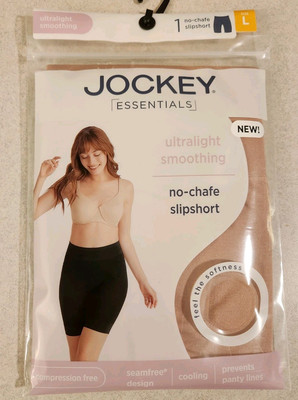 Jockey Essentials Women's LARGE No Chafe Slipshort BEIGE Smoothing #10725
