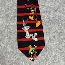 Looney Tunes Silk Tie Mens Bugs Bunny Marvin Martian Tasmanian Devil Mania