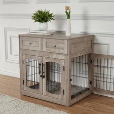 Dog Crate Furniture for Medium Dogs Wooden Dog Kennel Indoor W/ Double Doors Dog