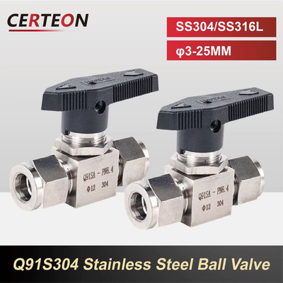 Q91S-304 SS Ferrule Tube Ball Valve   Instrumentation Compression Valve 304/316 