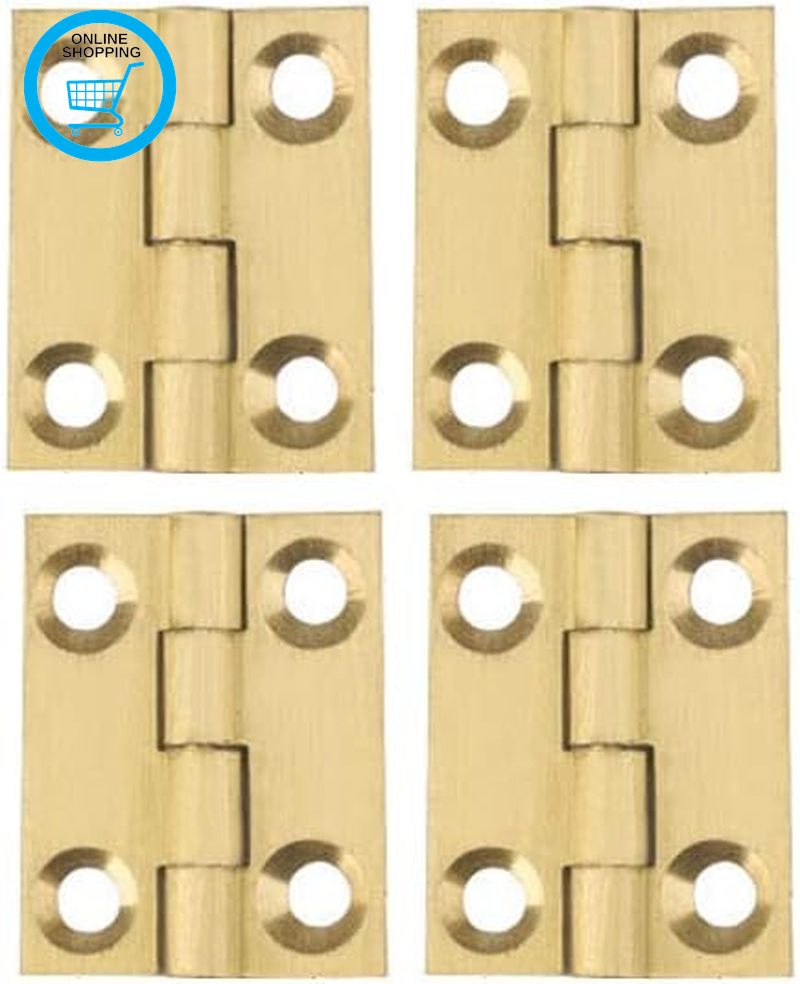 Copper Small Hinges - Brass Folding Butt Hinges for Furniture Cabinet, Gold, 1 I