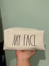 Rae Dunn My Face White Cosmetic Zipper Pouch Bag Never Used