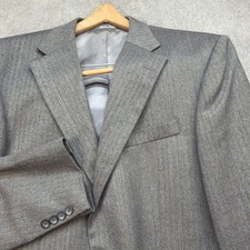 Oscar de la Renta Sport Coat Blazer Gray Herringbone Lambswool 42L