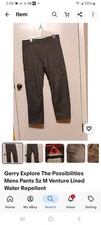 Gerry Explore The Possibilities Mens Pants Sz 32/Venture Lined Water Repellent
