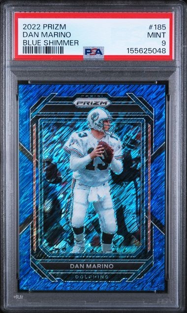 2022 Prizm Dan Marino #185 Blue Shimmer /25, SSP PSA 9 view 1
