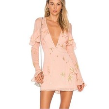 For Love And Lemons Silk Gilded Star Mini Dress Size M retail $297