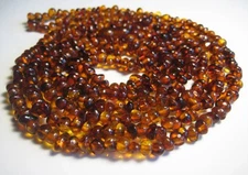 Genuine Baltic Amber  Long Necklace Polished Semicircular Beads  120cm (47")