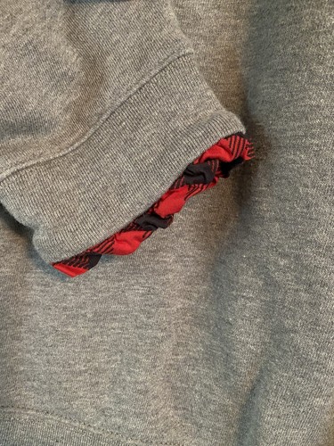 Sudadera J Crew Mujer XL Gris Manga Larga Rojo Volantes Escote Cremallera Espalda - Imagen 3 de 7