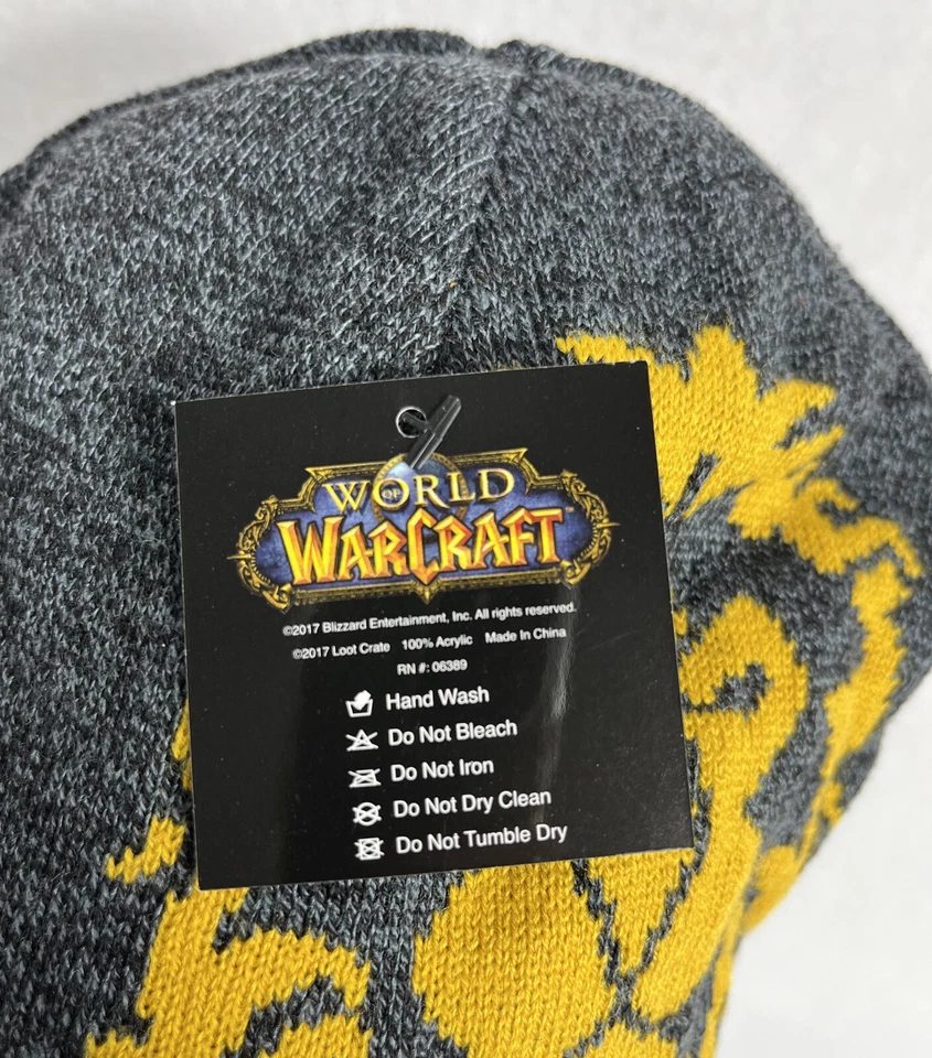 World Of Warcraft Reversible Gray Beanie Hat Loot Crate 2017 WoW New With Tag - Image 3 of 4